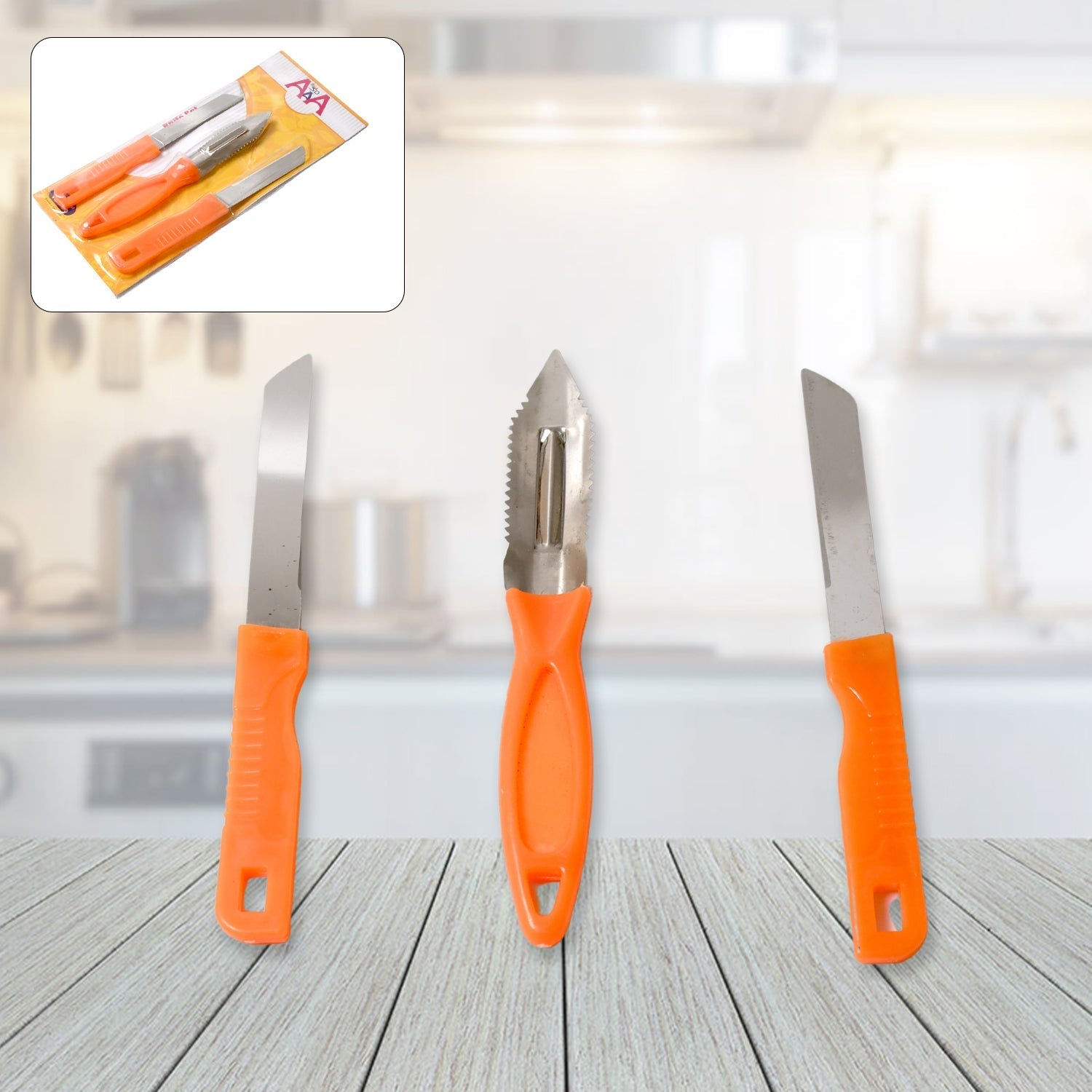 3in1 Multipurpose Stainless Steel Classic Kitchen Knife Set of 3 signaturekarts