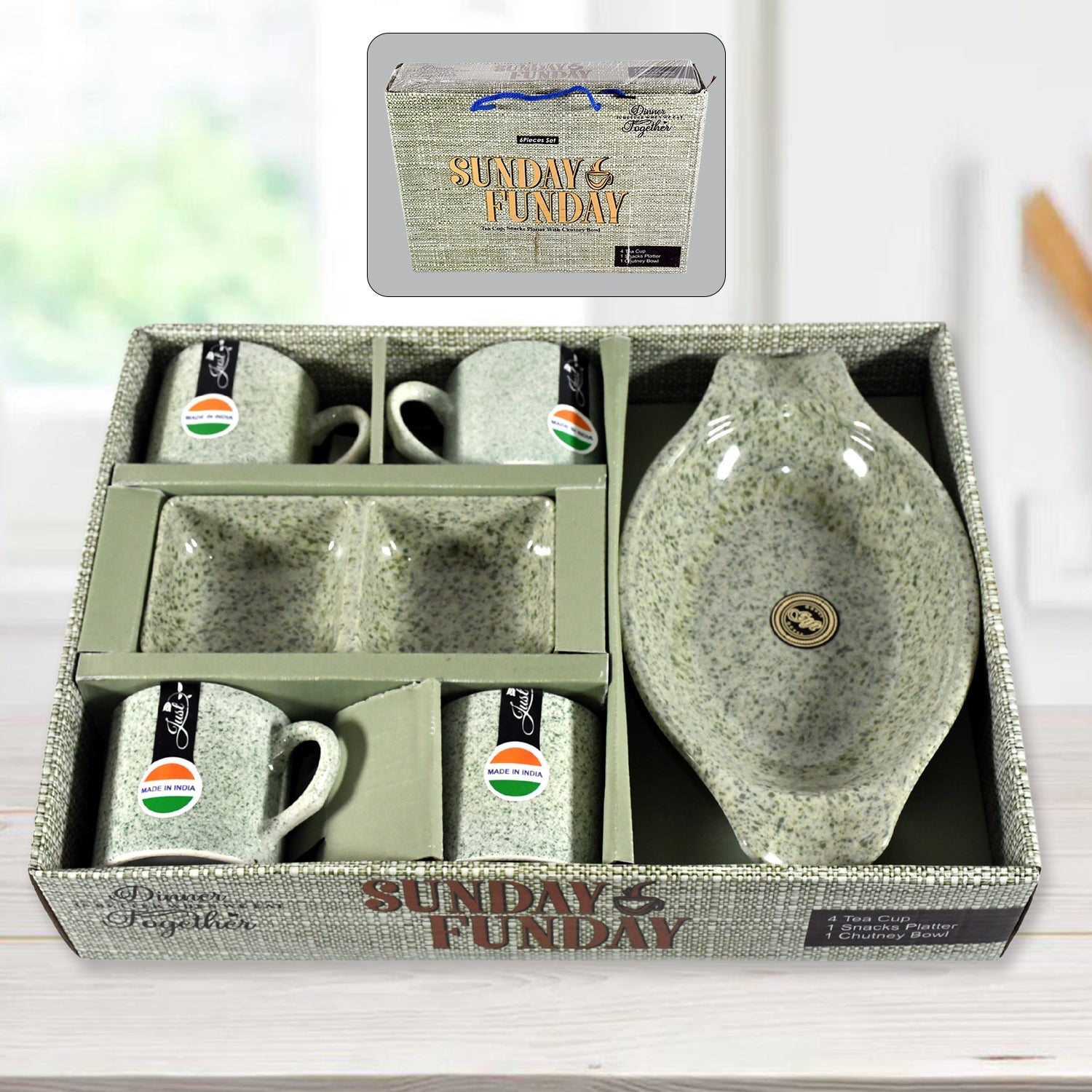 Sunday Funday 6-Piece Tea Set – Platter & Dual Bowl signaturekarts