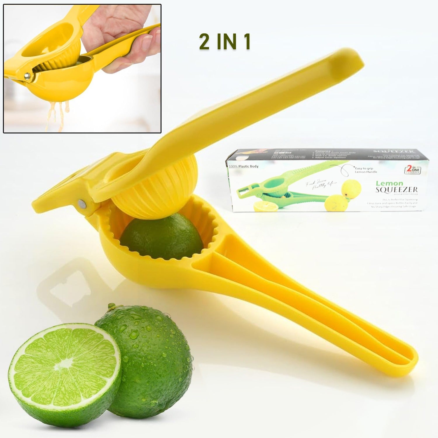 Kitchen 2 in 1 Unbreakable Lemon Squeezer and Bottle Opener (1 Pc) signaturekarts