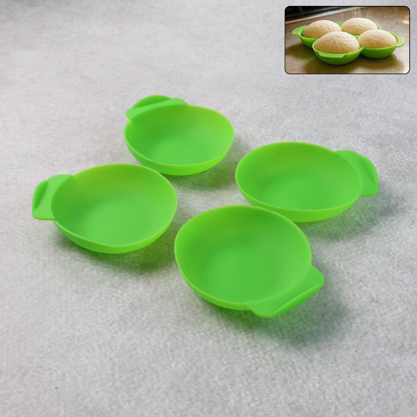 Idli Maker Cups Food-Grade Silicone Non-Stick Idli/ Dhokla/ Egg Poacher (4 Pcs) signaturekarts