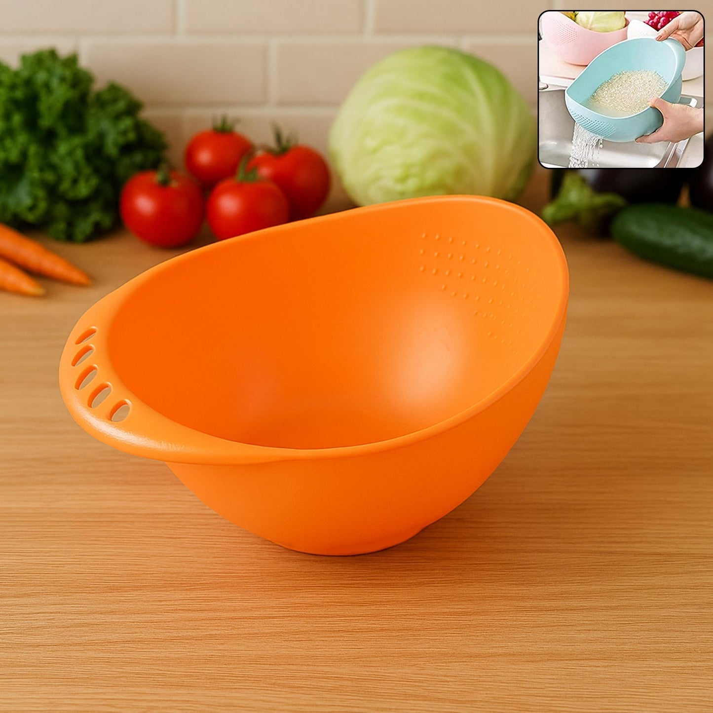 Virgin Rice Bowl Plastic Strainer, Water Strainer | Vegetable & Fruits Washing signaturekarts