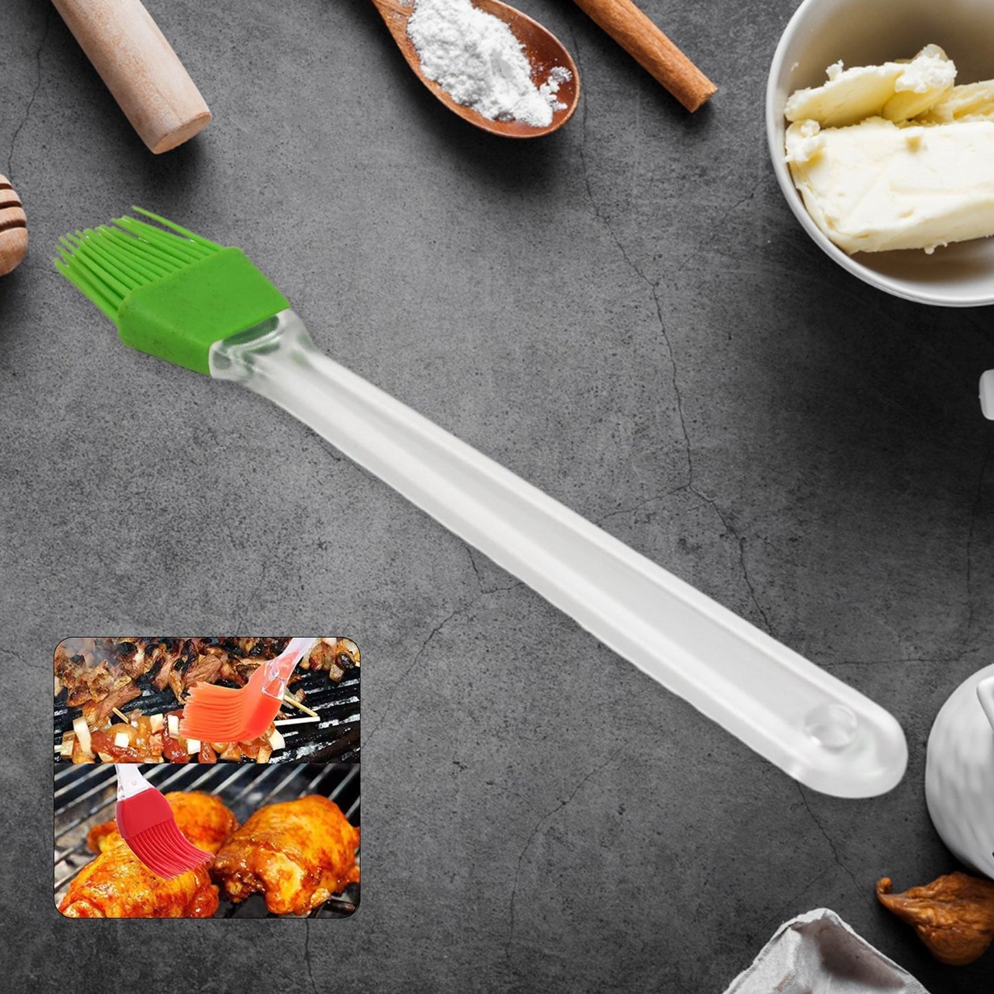 Silicone Spatula and Pastry Brush Special Brush for Kitchen Use (1 Pc / 23 Cm) Your Brand