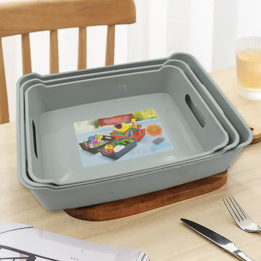 Multipurpose Organising & Storage Plastic Tray,  Fruit & Vegetable/ Multi Purpose Tray, Organizer for Kitchen, Countertop, Cabinet, Bathroom Plastic Storage Basket For Store Fruits, Vegetables, Magazines, Cosmetics, Stationary Set of 3 signaturekarts