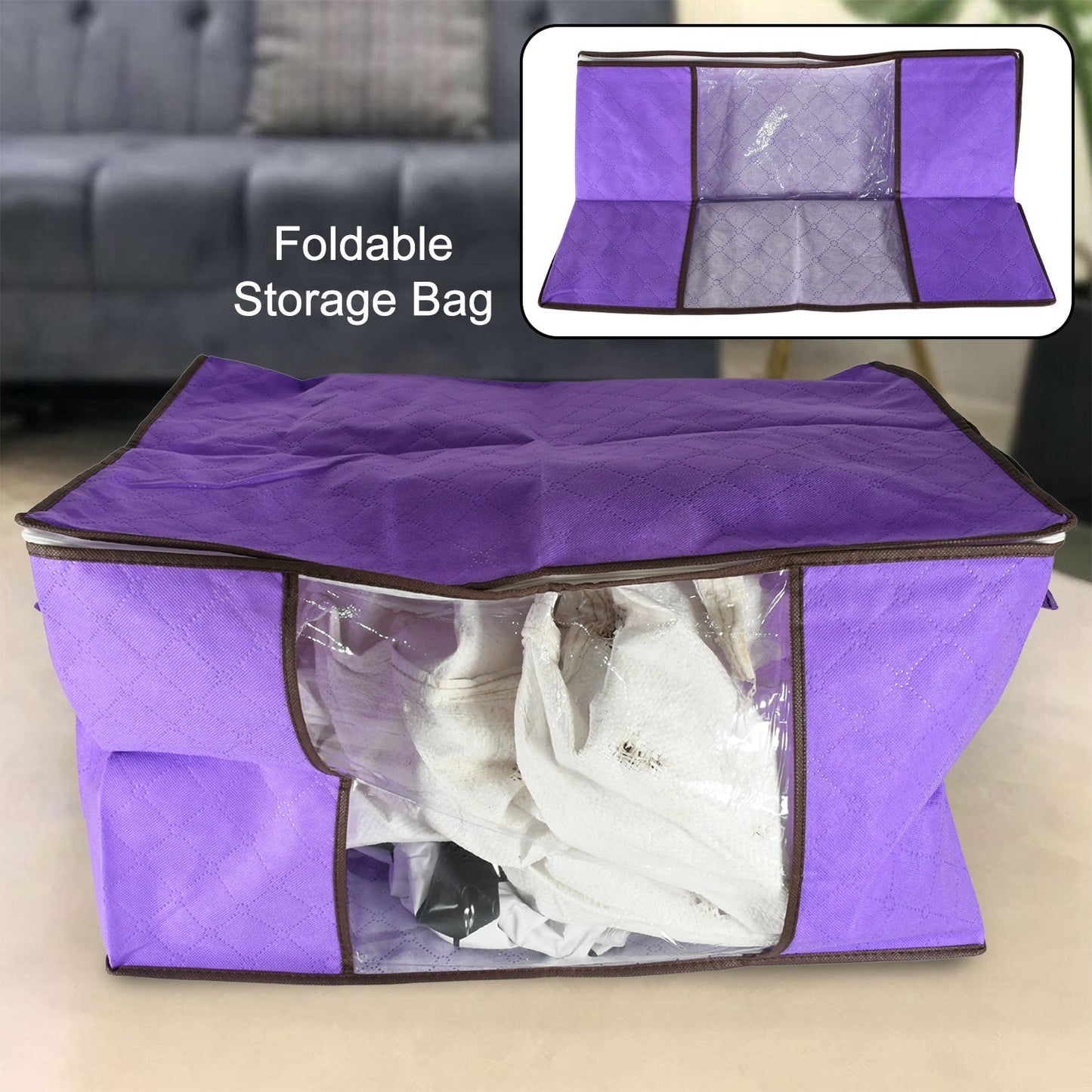 Clothing storage bag zipper, non-woven storage bag storing the clothes and sarees Signaturekarts