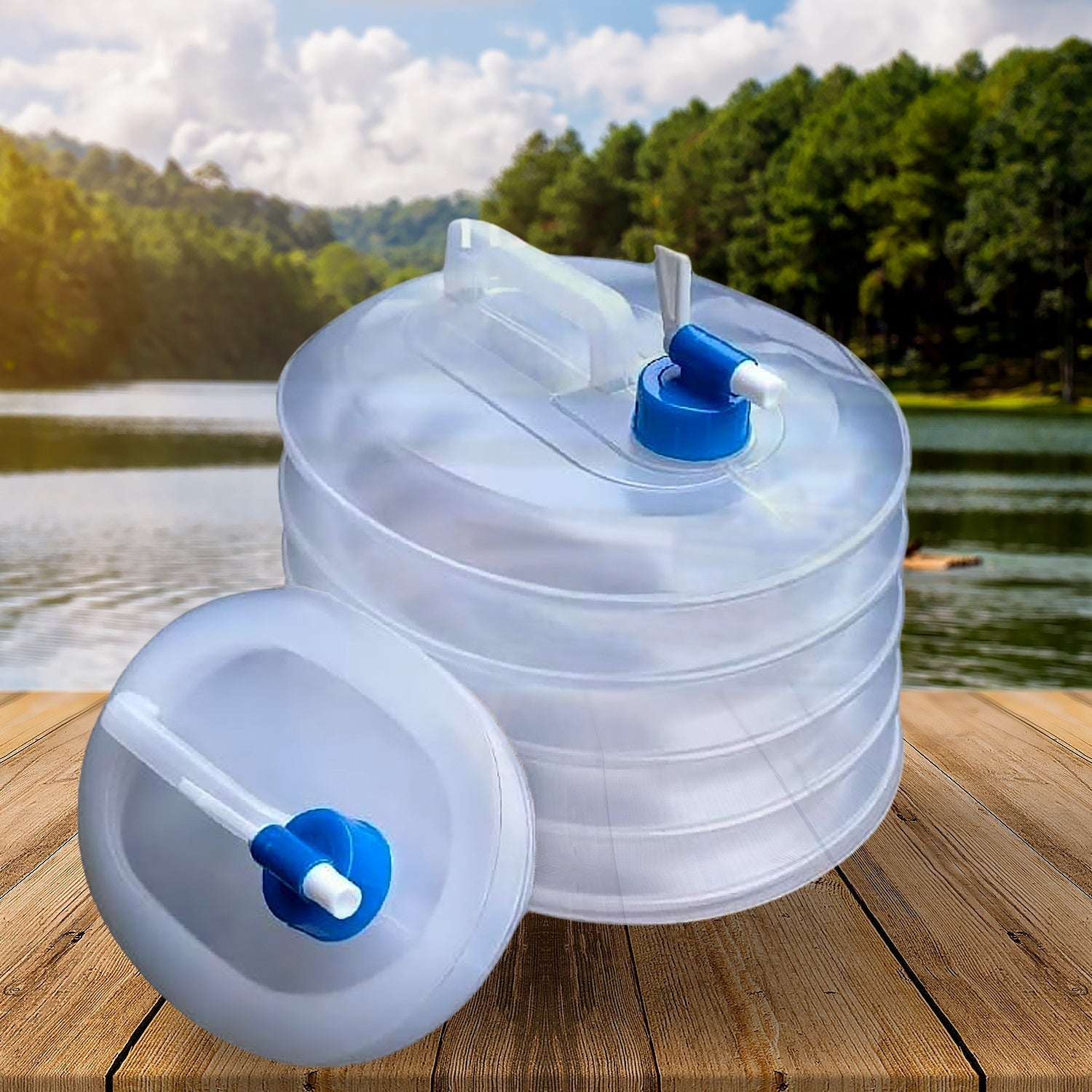 Outdoor Camping Collapsible Water Container with Carry Handle & Tap Valve signaturekarts