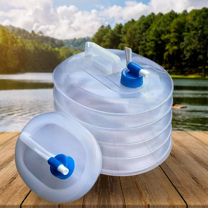 Outdoor Camping Collapsible Water Container with Carry Handle & Tap Valve signaturekarts