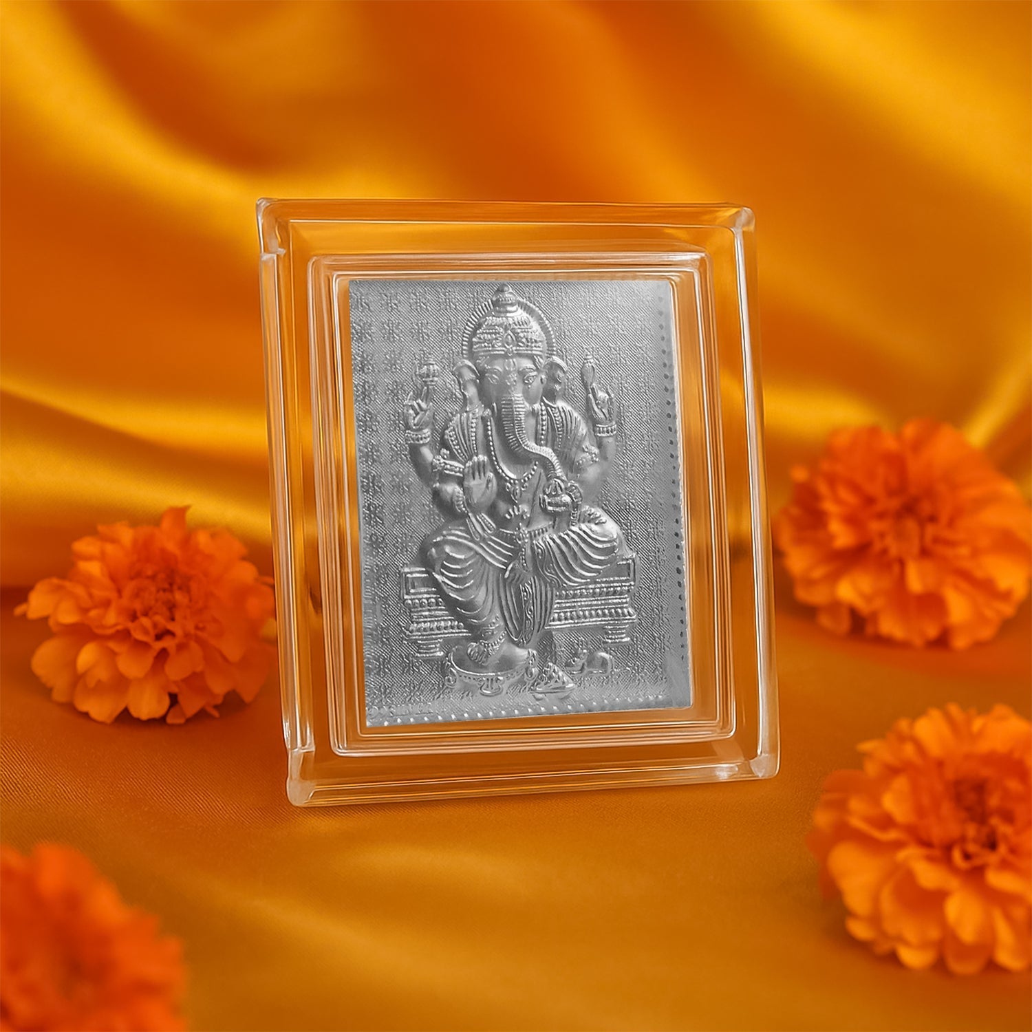 Embossed Silver-Plated Lord Ganesha Photo Frame  (1 Pc) signaturekarts