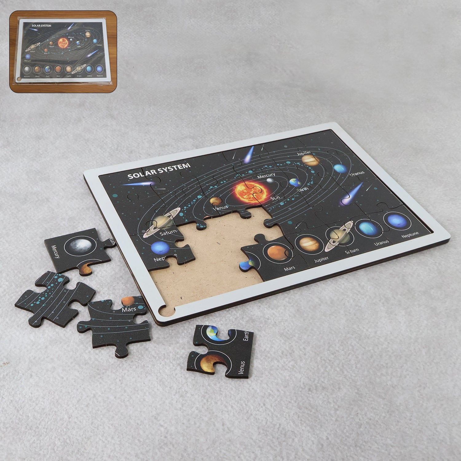 Wooden Puzzle Learning Board for Kids - (1 Pc / Mix Design / random) signaturekarts