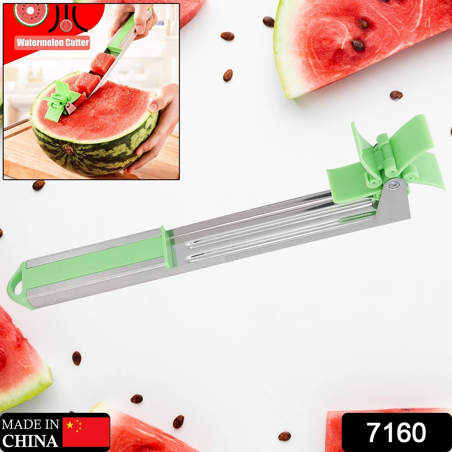 Stainless Steel Washable Watermelon Cutter – Windmill Slicer & Peeler signaturekarts