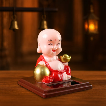 Solar Power Moving Head Buddha Statue Car Ornament (1 Pc / Mix Color) Signaturekarts