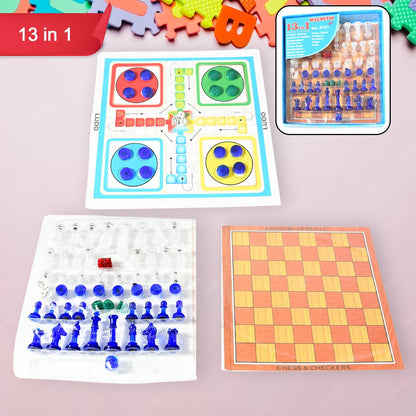 13 in 1 Family Board Game Chess,  Space Venture, Steeplechase Set for Kids signaturekarts