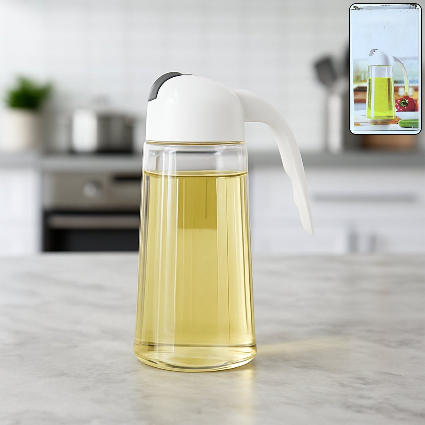 Kitchen Glass Oil Bottle Dispenser Automatic Opening Bottles  630 ML Signature kart