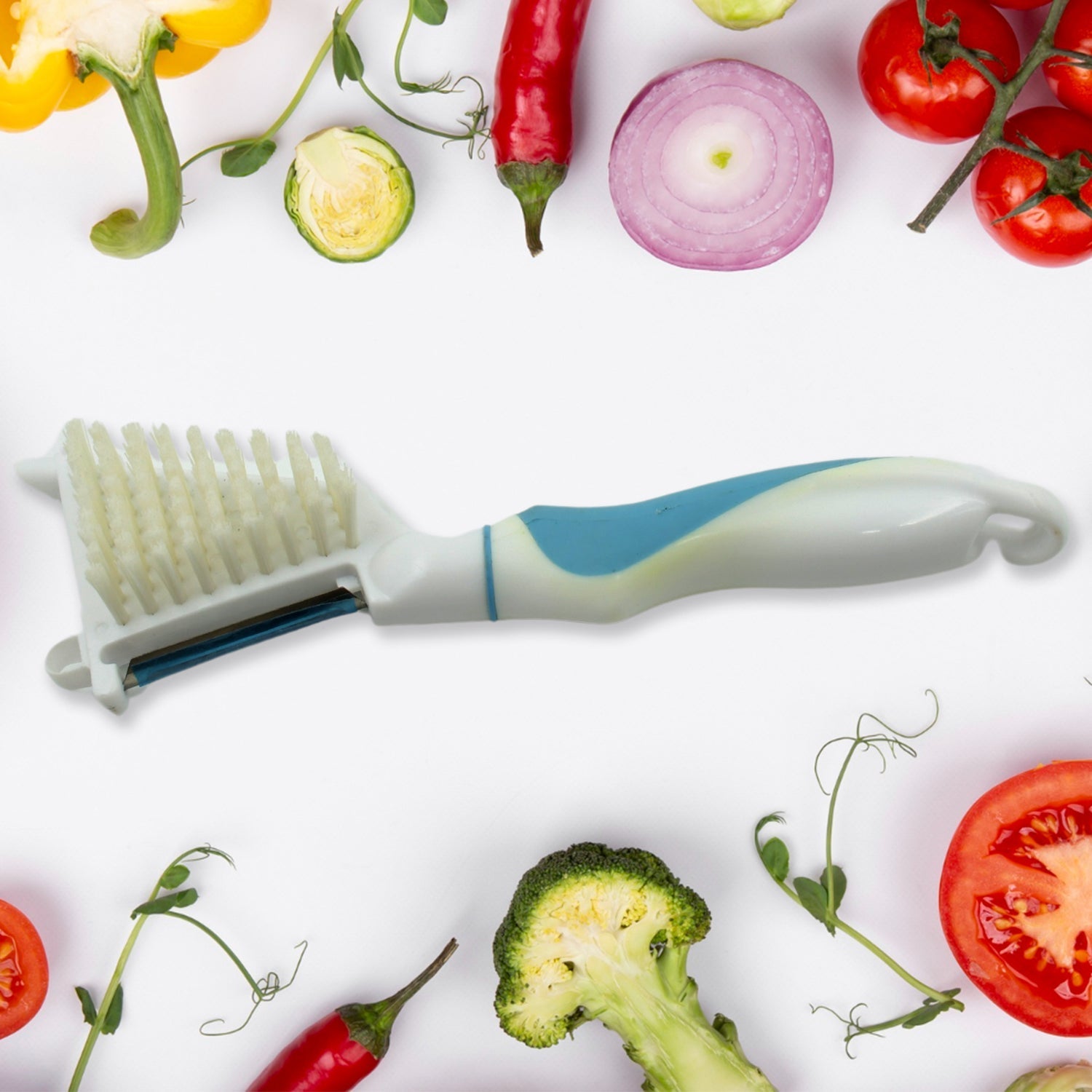 Multipurpose Peeler Brush – Stainless Steel Peeler with Cleaning Brush (1 Pc) signaturekarts