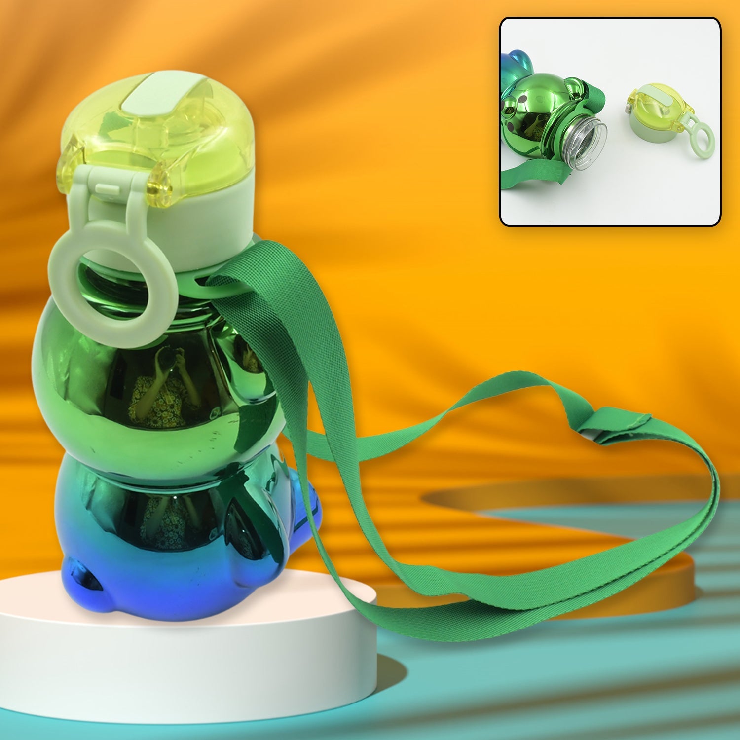 Cute Plastic Water Bottle with Strap & Stickers  Kids School Bottle (1 Pc) signaturekarts