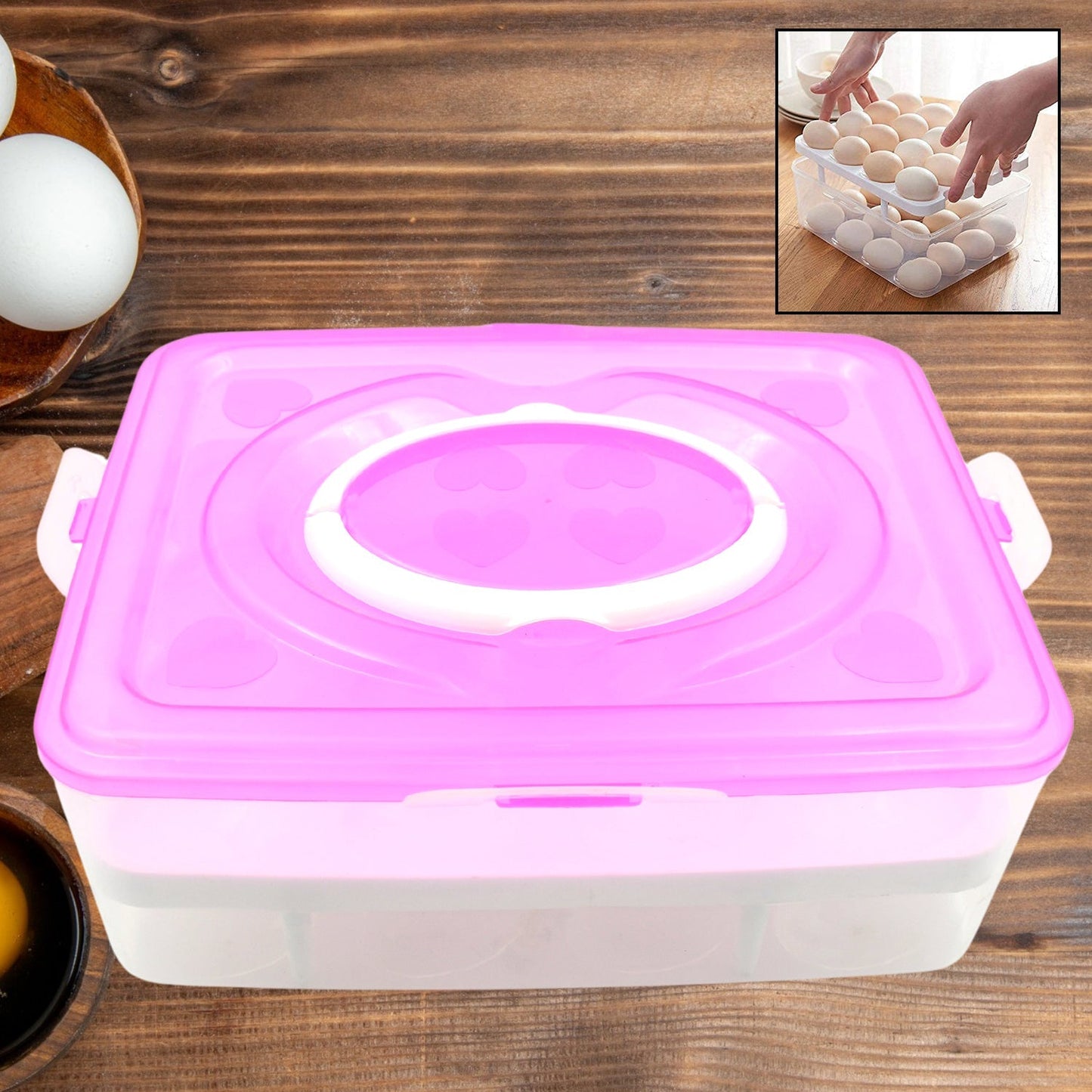 2 Layer 32 Grid Egg Tray with Lid Carrier Holder1 Pc signaturekarts