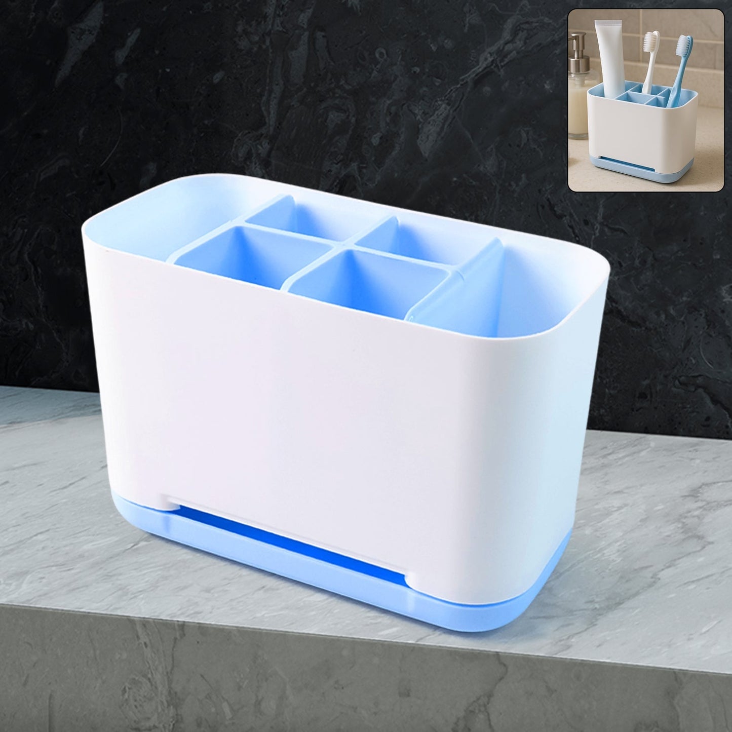 6 Compartment Multi Purpose Organizer Toothbrush Holder Stand Plastic Caddy (1 Pc) Signaturekarts