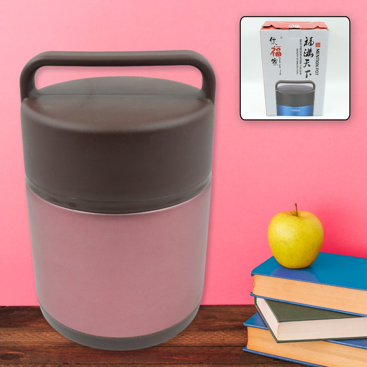 Vacuum insulated lunch box, 304 stainless steel, used for lunch storage, double-layer travel hiking picnic food jar, with folding spoon and handle BPA Free Thermos Lunch Box for Kids Adults (1600 ML) signaturekarts
