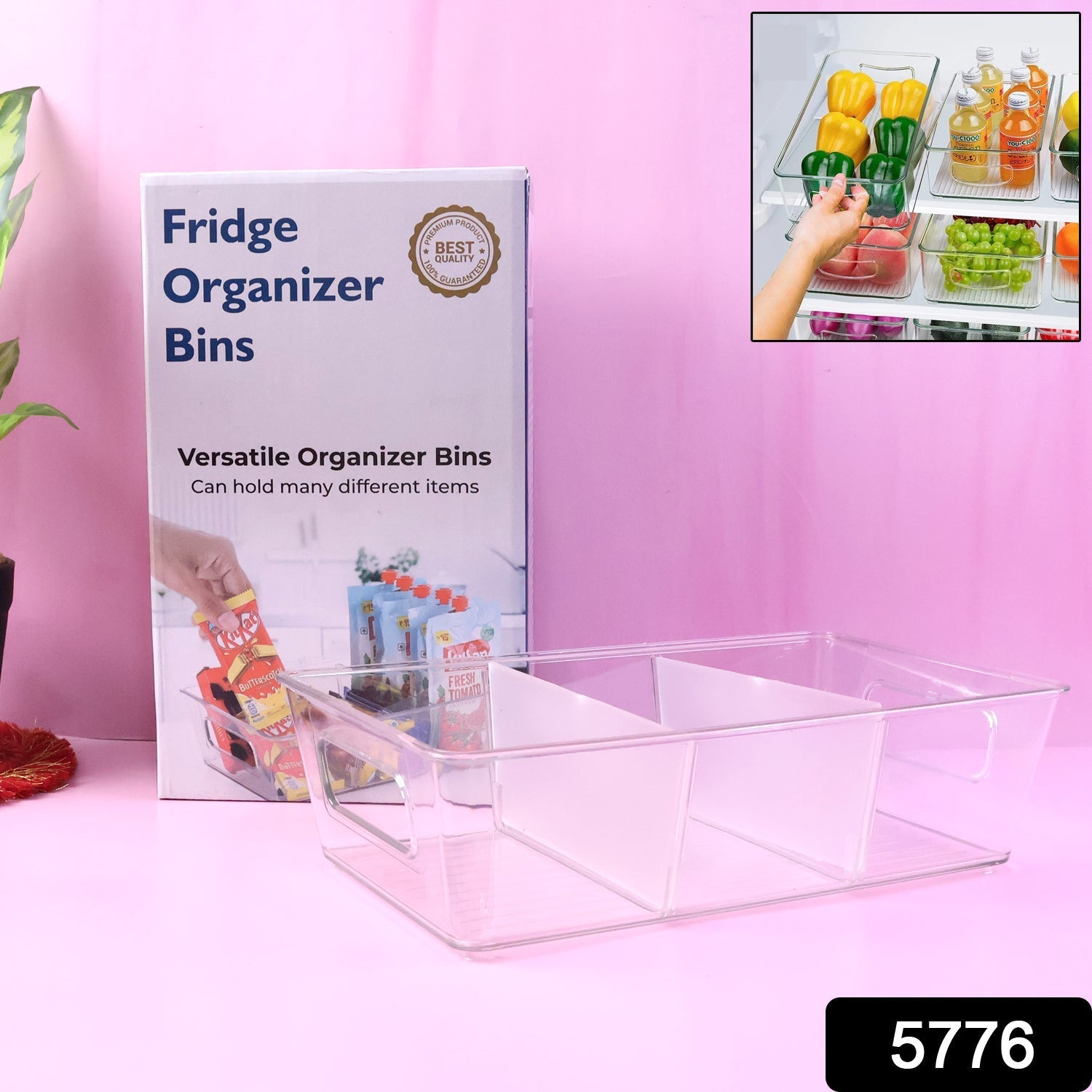 Plastic Refrigerator Organizer Bins, 1 Stackable Fridge Organizers with Handle, Clear Organizing Food Fruit Vegetables Pantry Storage Bins for Freezer kitchen Cabinet Organization and Storage (1 Pc Mix Color) signaturekarts