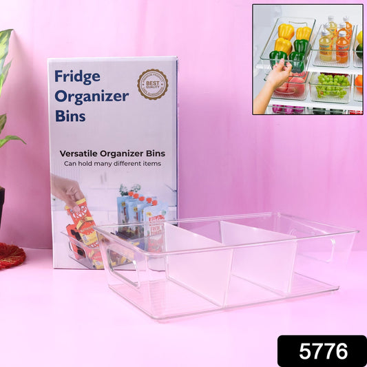 Plastic Refrigerator Organizer Bins, 1 Stackable Fridge Organizers with Handle, Clear Organizing Food Fruit Vegetables Pantry Storage Bins for Freezer kitchen Cabinet Organization and Storage (1 Pc Mix Color) signaturekarts