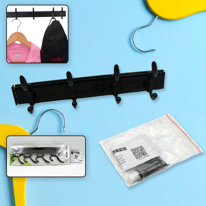 Extra Long 4-Hook Wall Coat Hanger with Eco Adhesive signaturekarts