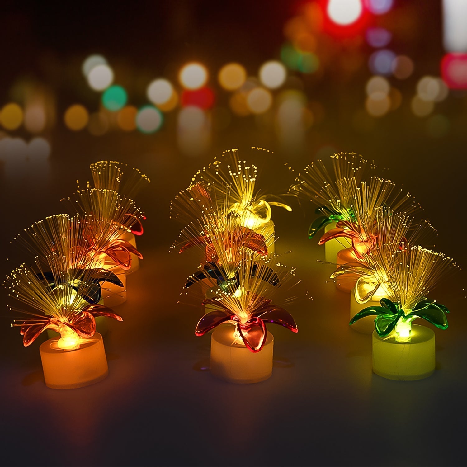 Pack of 12 Mini Fiber Optic LED Table Centerpieces for Diwali Your Brand
