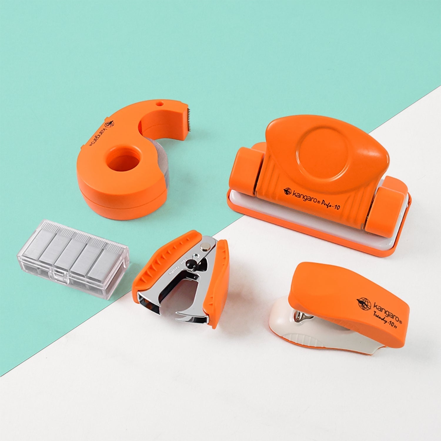 Kangaro 5-in-1 Stationery Gift Set Stapler, Staples, Staple Remover, Tape Dispenser signaturekarts