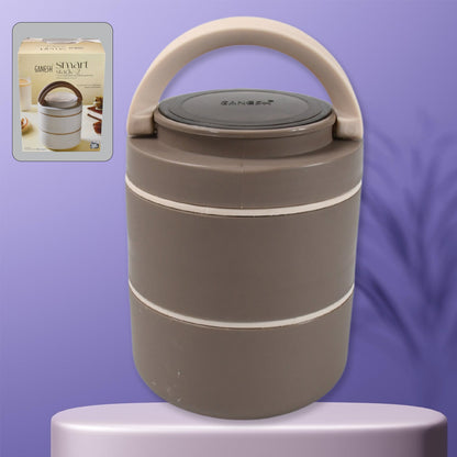 Ganesh Stack 2-Layer Stainless Steel Leak-Proof Lunch Box for Office, School, Picnic signaturekarts
