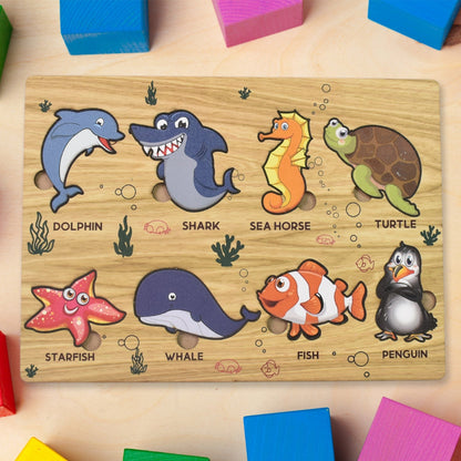 Wooden Puzzle Learning Board for Kids - (1 Pc / Mix Design / random) signaturekarts