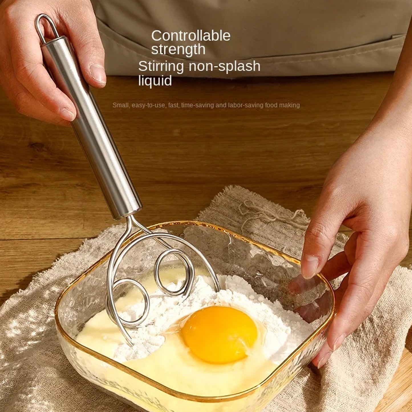 Dough Whisk, Premium Stainless Steel Dutch Whisk, Dough Hand Mixer Artisan Blender For Egg, Bread, Cake, Pastry, Pizza Dough - Perfect Baking Tools, Whisking, Tirring Kitchen Tools (1 Pc) signaturekarts