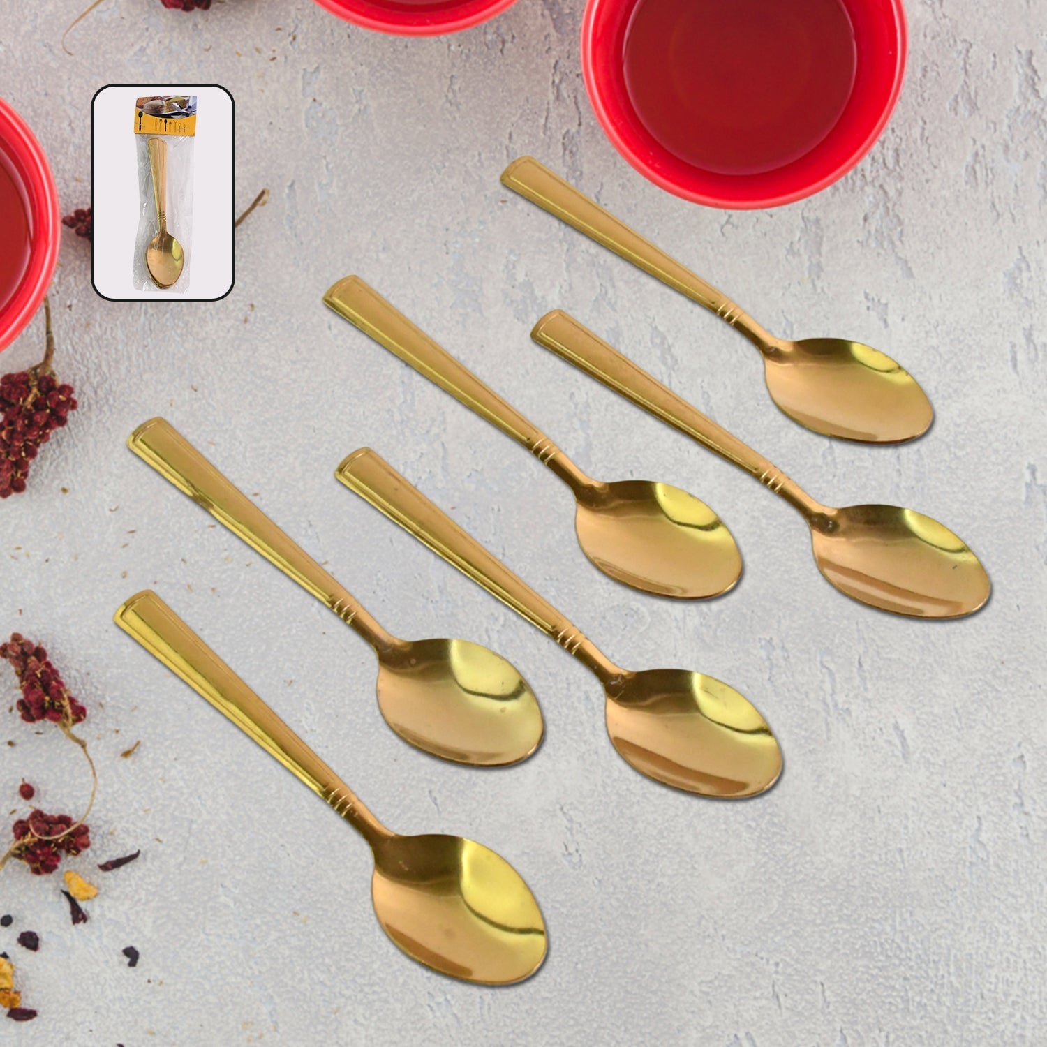 Premium Luxurious Stainless Steel Coated Spoons (6 Pcs Set / Golden) Signaturekarts