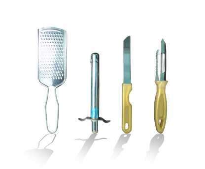 4In1 Combo - Stainless Steel Kitchen Lighter, Knife, Peeler and Smooth Grater signaturekarts