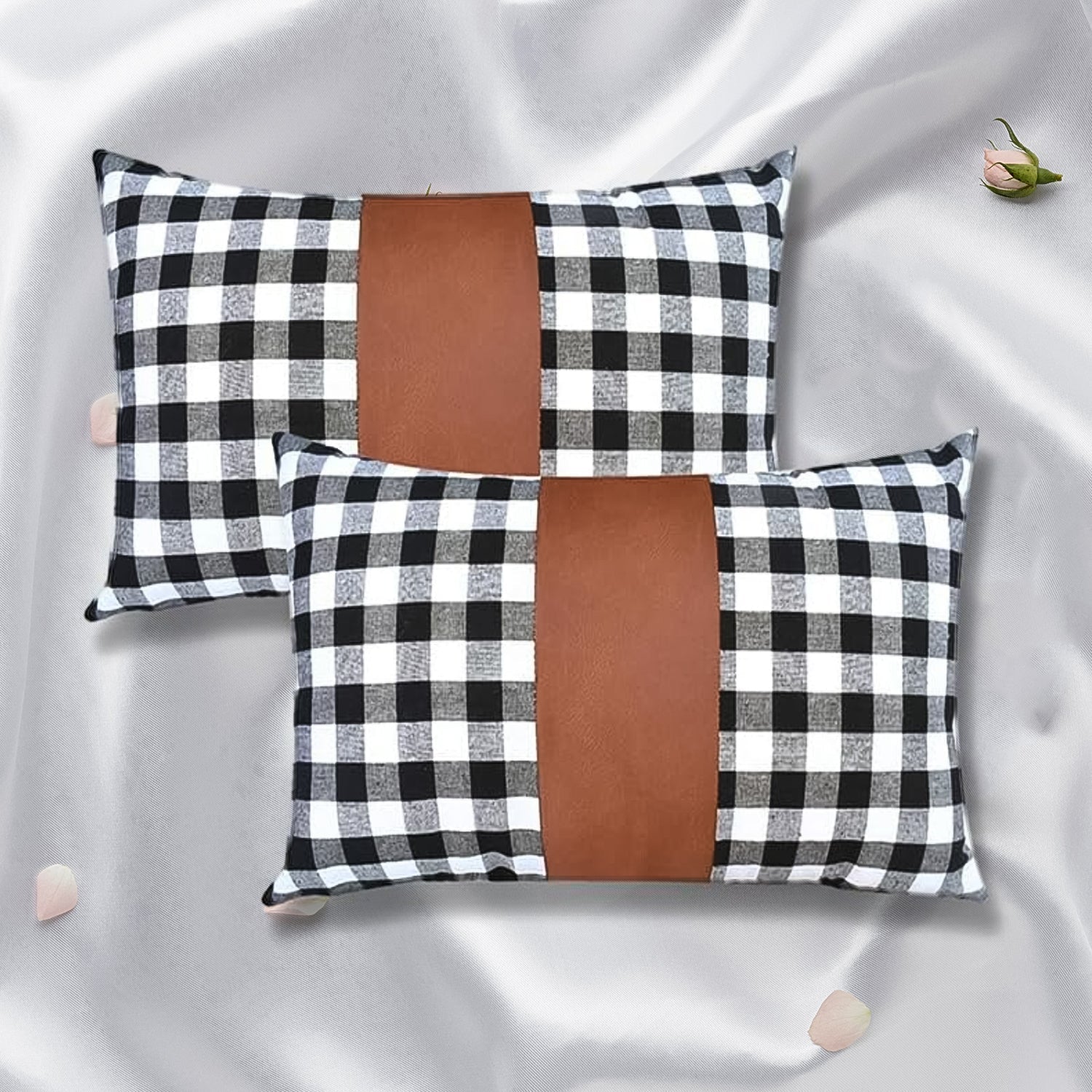 Pillow Covers, Leather & Cotton Cushion Covers (17 × 17 Inch / 1 Pair / 2 Pc) Signaturekarts
