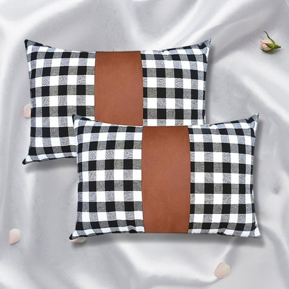 Pillow Covers, Leather & Cotton Cushion Covers (17 × 17 Inch / 1 Pair / 2 Pc) Signaturekarts