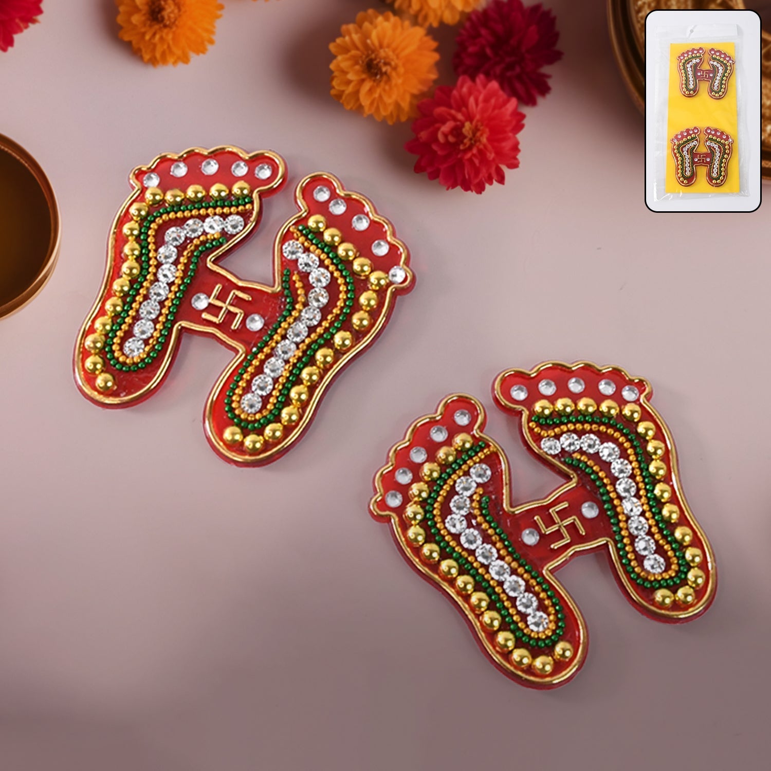 Decorative Laxmi Charan Paduka Sticker Set (Pack of 2 Pc) Signature kart