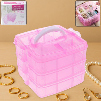 Versatile 18-Grid 3-Layer Transparent Plastic Organizer Box signaturekarts