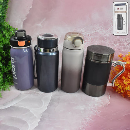 Stainless Steel Water Bottles Approx 600ML (Mix Design & Color / 1 Pc) Signature kart