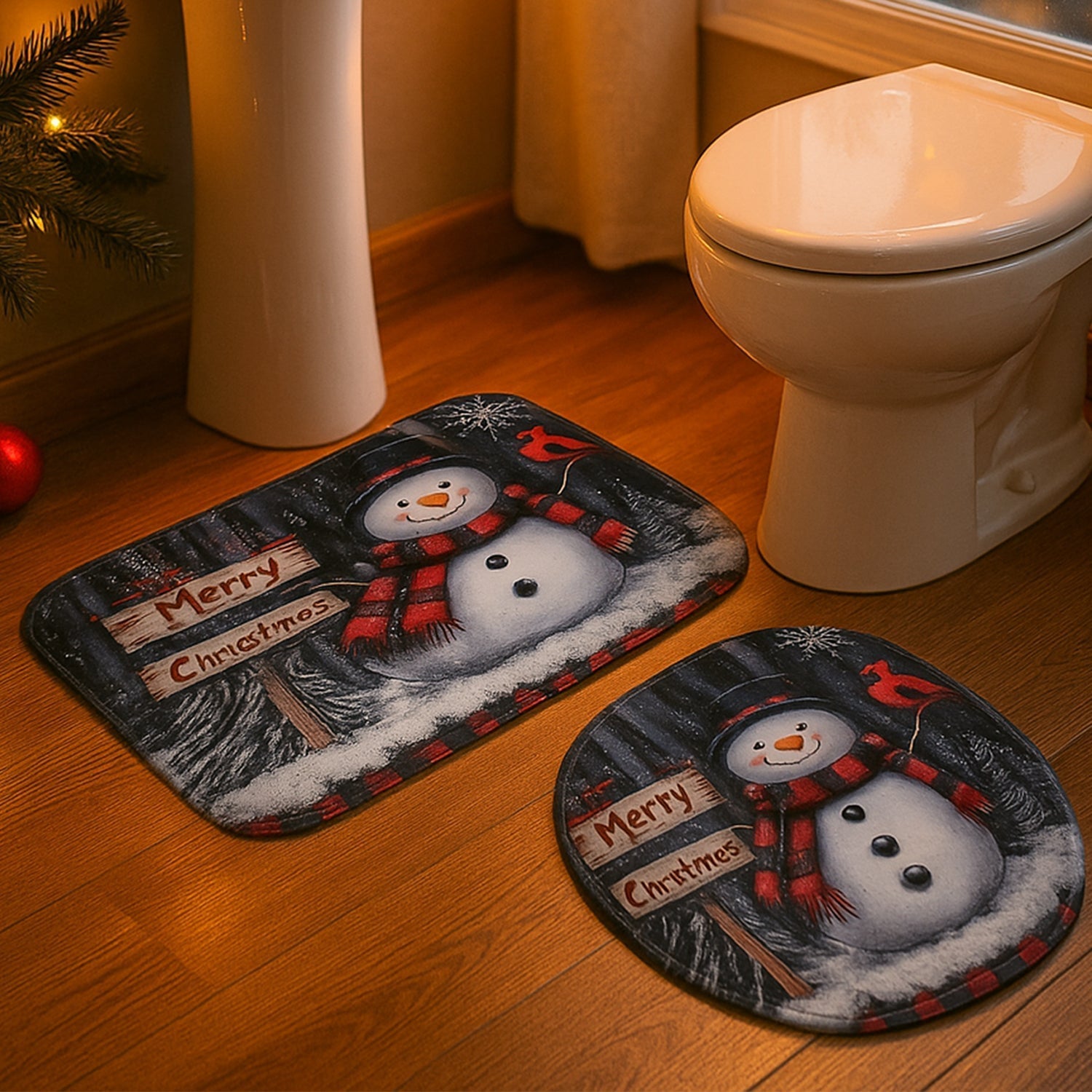 3 in 1 Mix Design Bathroom Mat - (1 Set) signaturekarts