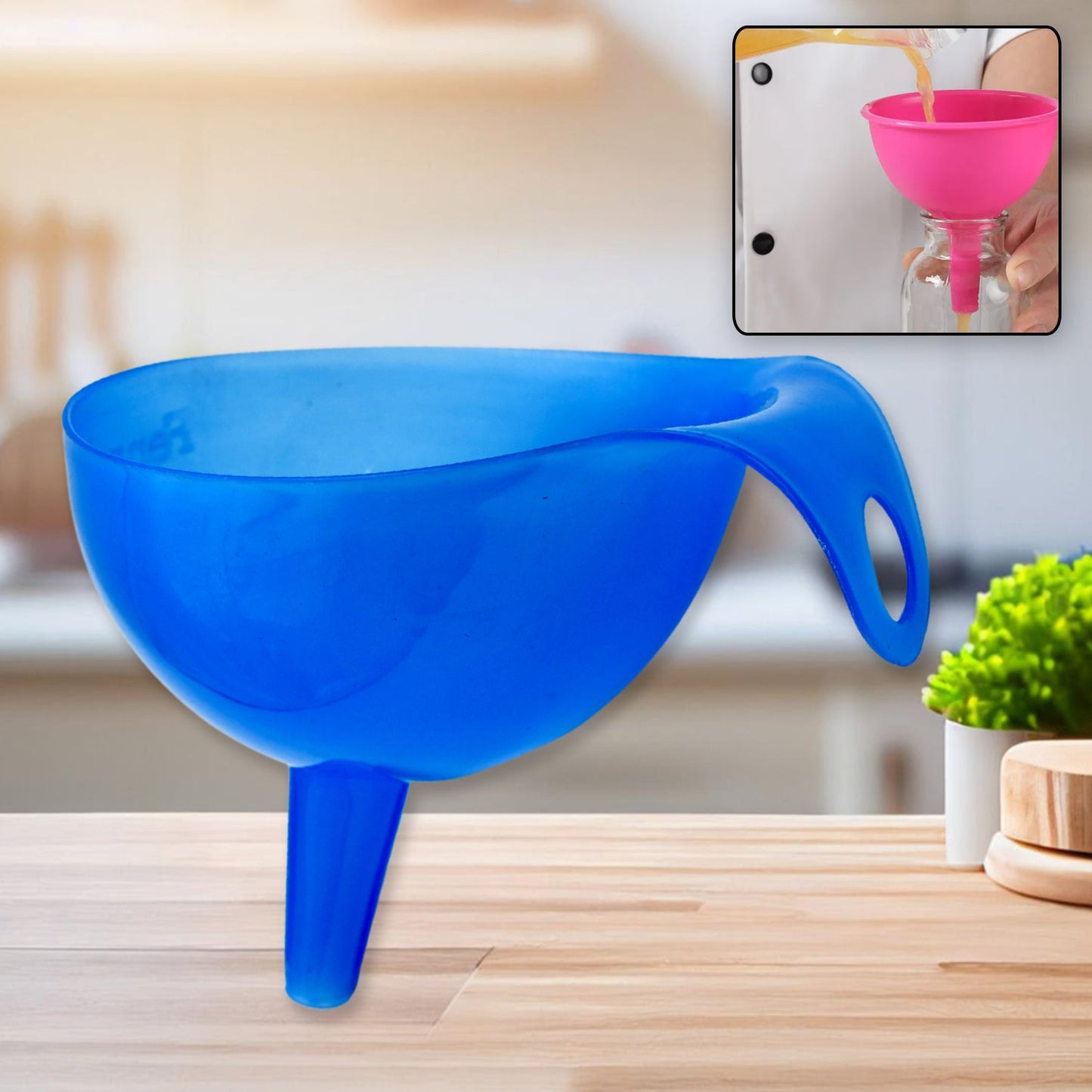 Plastic Funnel for Pouring Oil Sauce Water Juice Cooking Small Food Grains  1 Pc signaturekarts