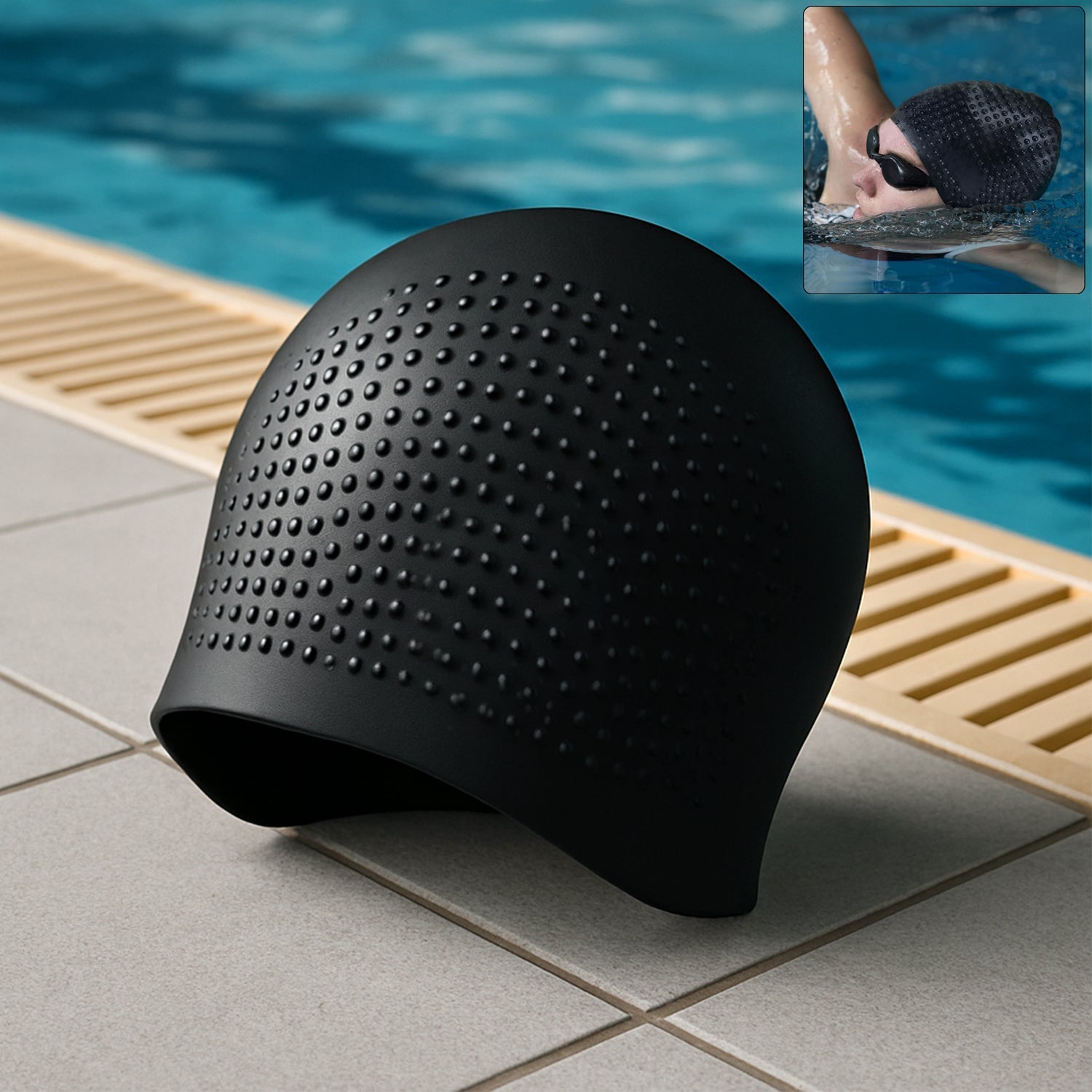 Knx Premium Silicone Waterproof Swimming Cap (1 Pc) Signature kart