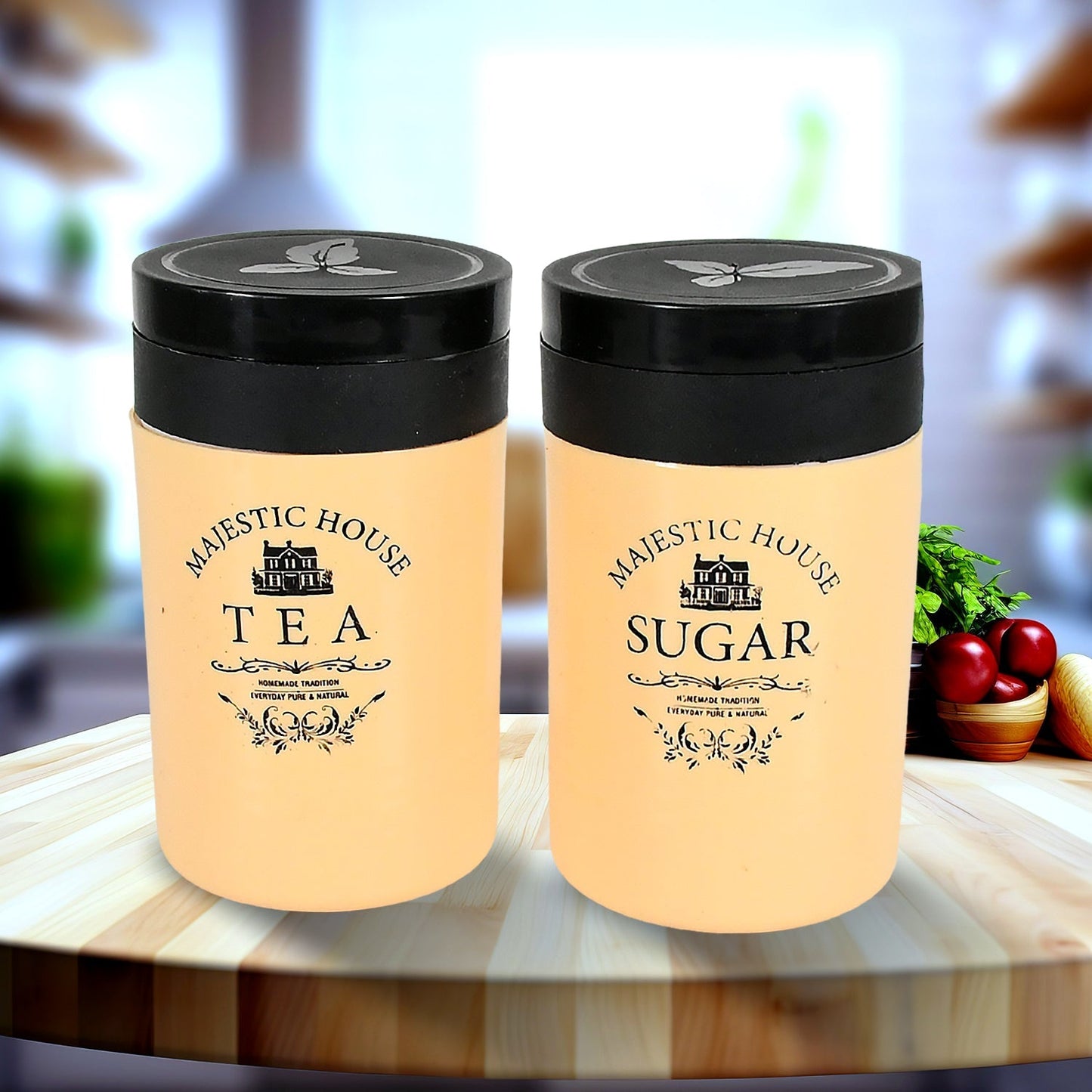 Accurate Seal Tea Sugar Coffee Container, Plastic Damru Shaped Tea, Coffee, Sugar Canisters Jar, New Airtight Food Seal Containers for Salt, Dry Fruit, Grocery 2 Section (800 ML Approx) signaturekarts