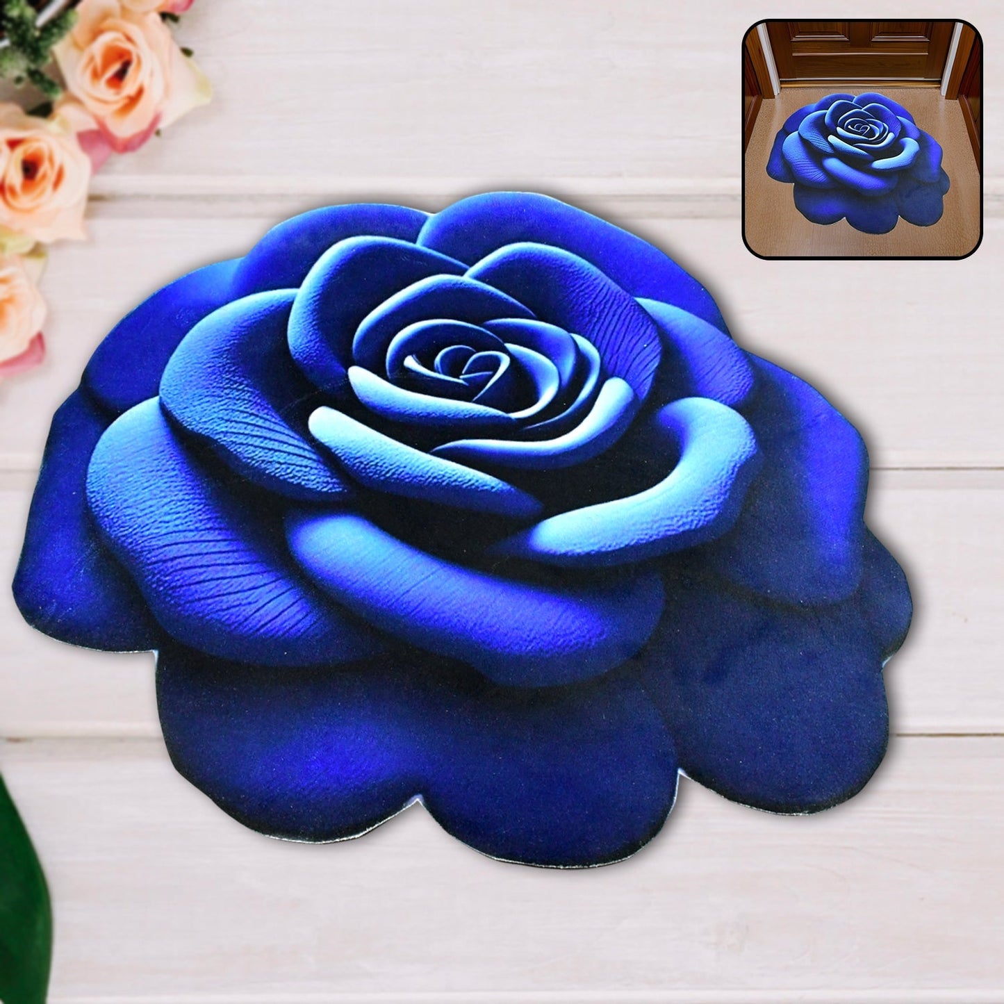 Rose Shaped Anti-Slip Velvet Floor Mat - (1 Pc) signaturekarts