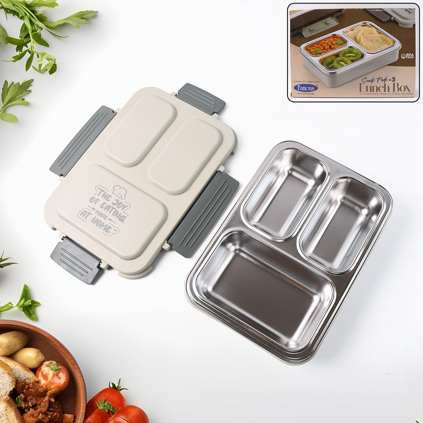 3-Compartment Stainless Steel Lunch Box (1 Pc) Signature kart