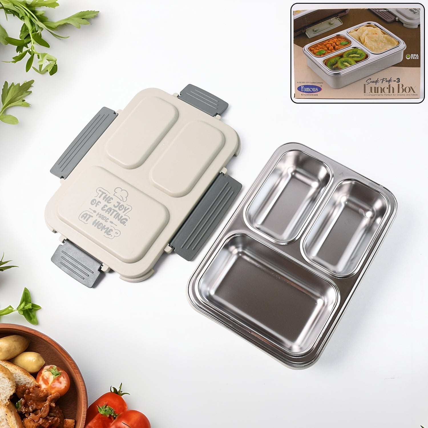3-Compartment Stainless Steel Lunch Box (1 Pc) Signature kart