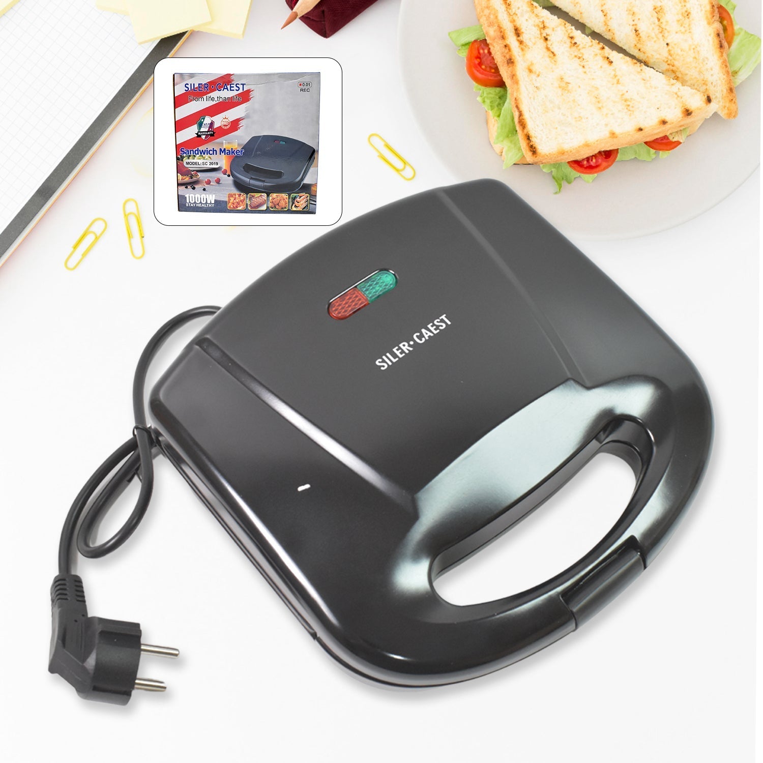 Sandwich Maker – Non-Stick Plates & Indicator Lights for Easy Home Cooking Your Brand