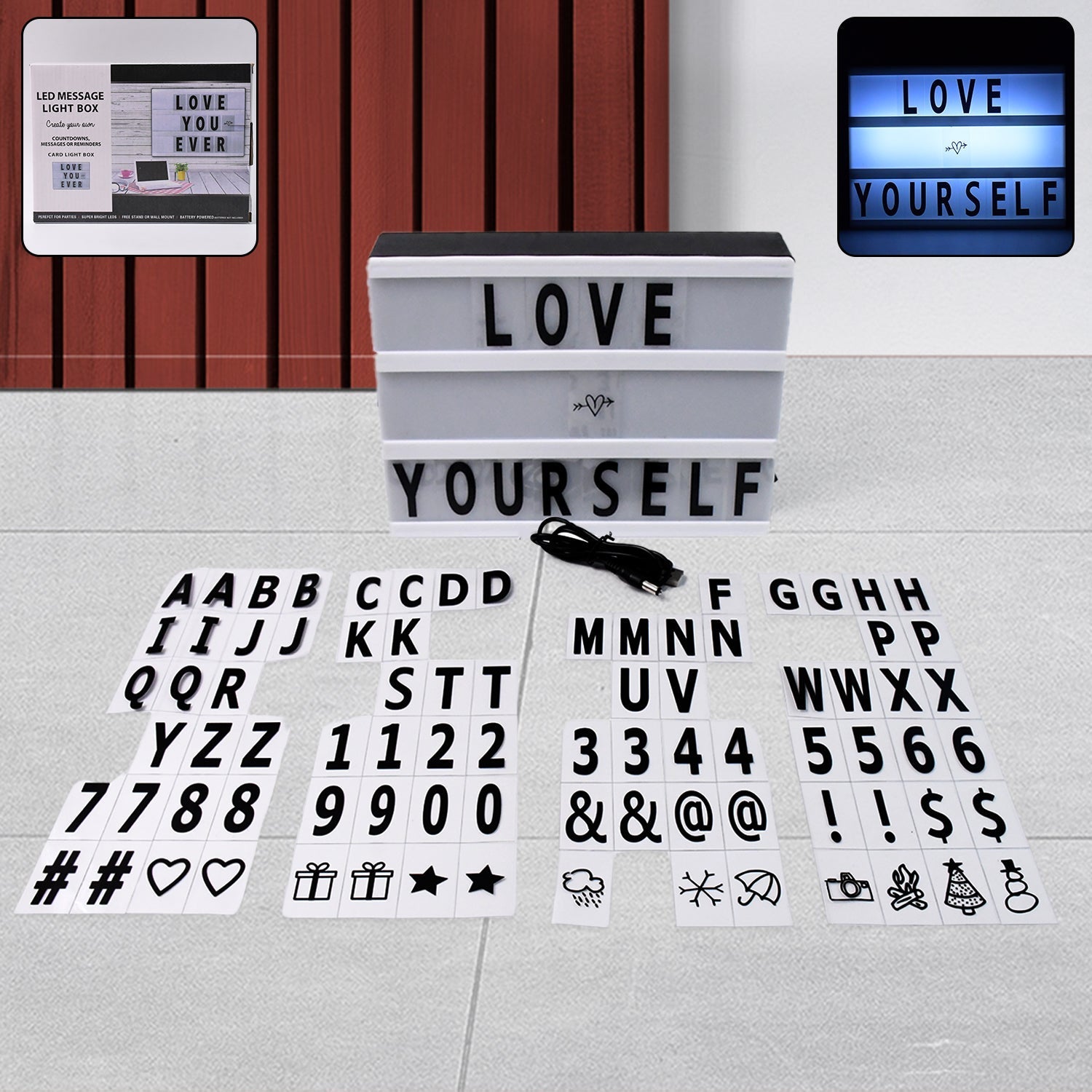 Black Mini A6 Magnetic Cinematic Light Box with 82 Characters and 10 Emojis (1 Set) Signaturekarts