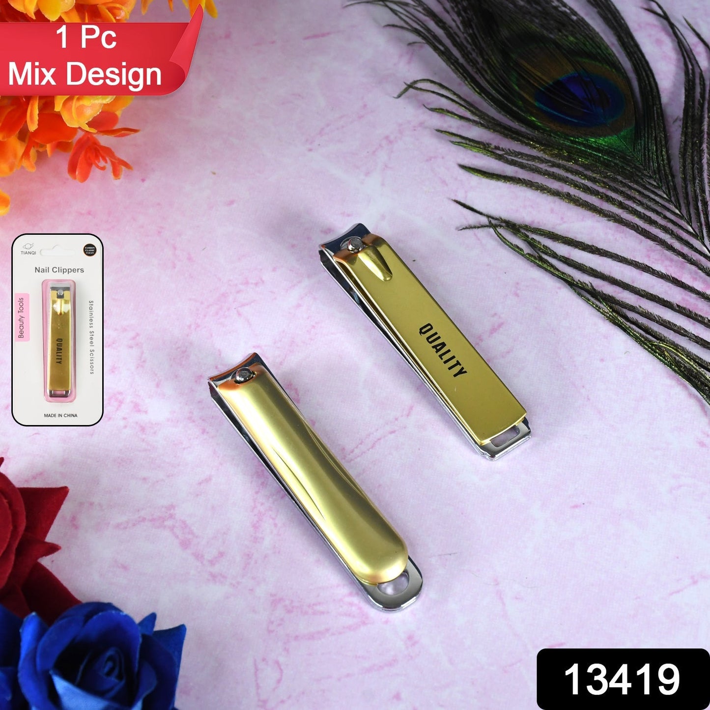 Stainless Steel Folding Portable Large Nail Clippers with Nail File (1 Pc / Mix Design) signaturekarts