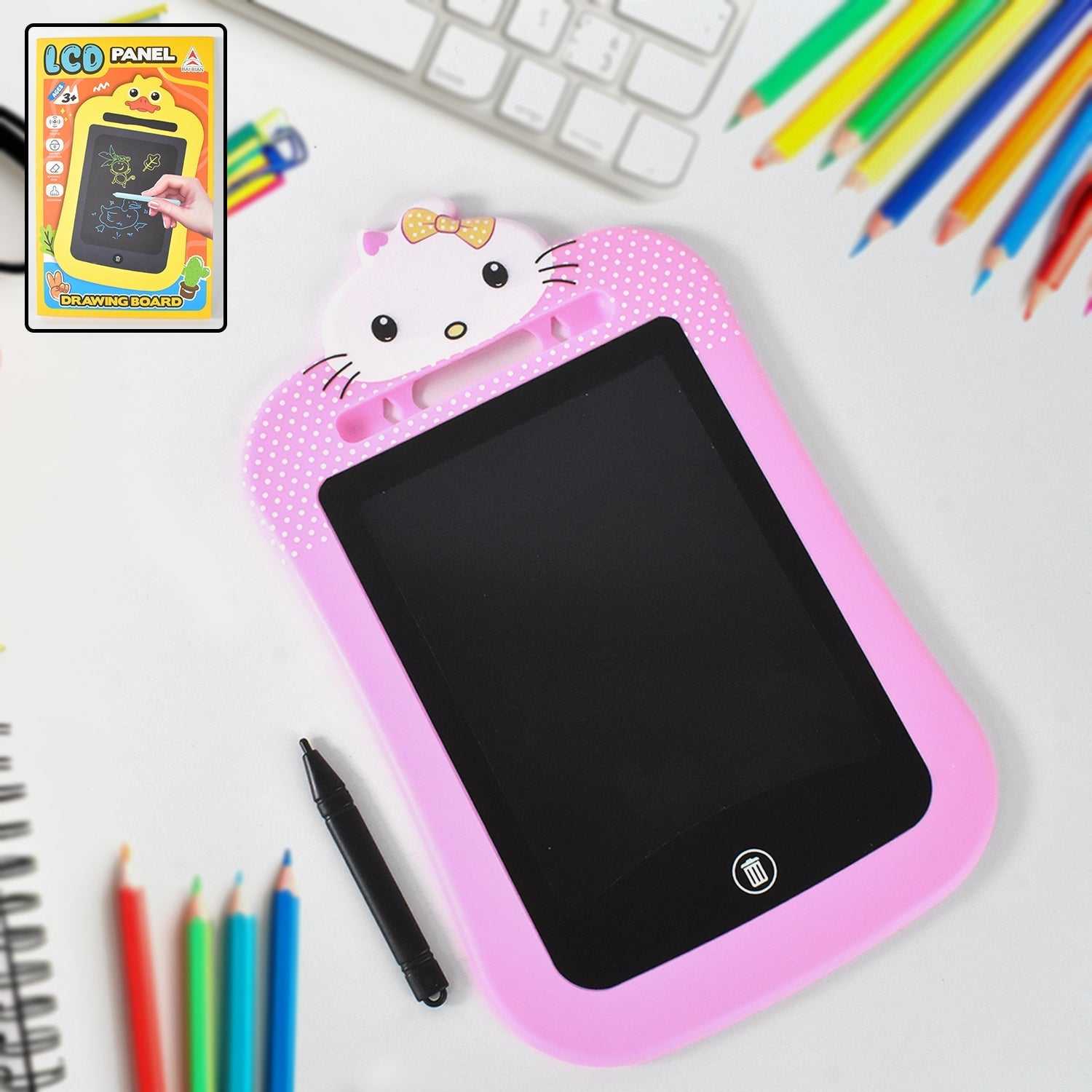 Kids Portable LCD Writing Tablet (1 Pc / Mix Design) Signature kart