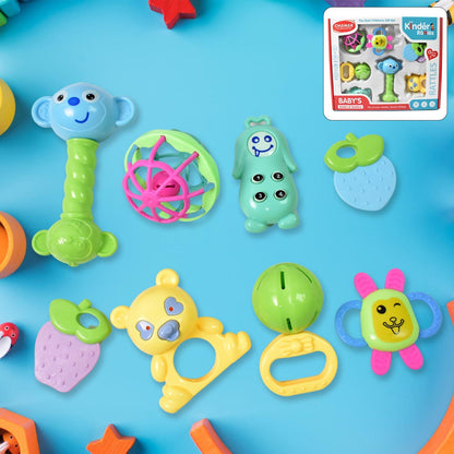 Kinder Rattles & Teething Set – Non-Toxic Shake & Grab Baby Toys (8 Pcs Set) Signaturekarts