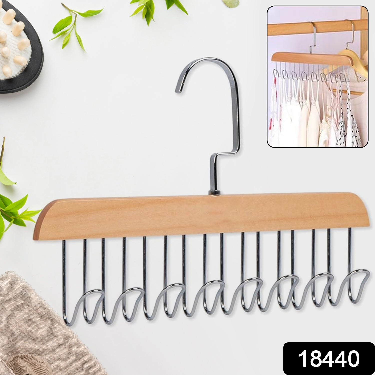 Space Saving 8 Hooks Wooden Hangers (1 Pc) Signaturekarts