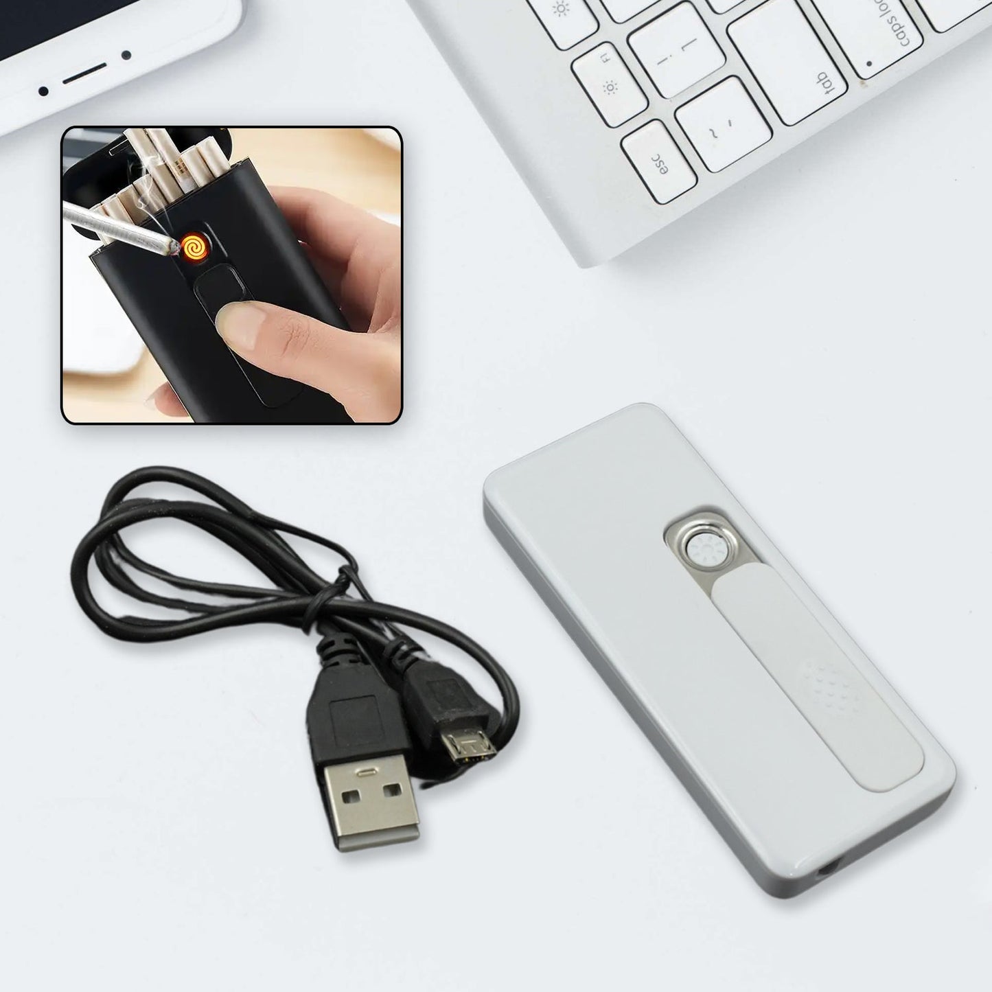 Stylish Electric USB Lighter for Men & Women (Rechargeable, Windproof) signaturekarts
